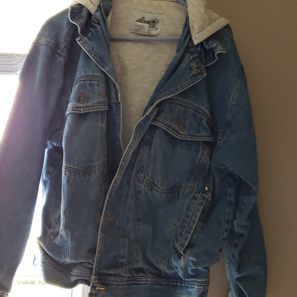 Denim line sweatshirt jacket